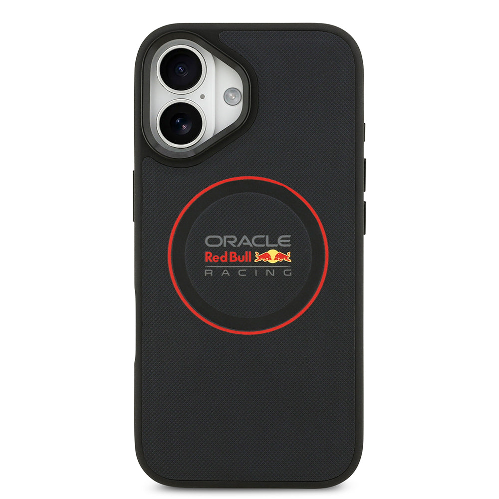 iPhone 17 Kılıf Redbull Orijinal Lisanslı M-safe Şarj Özellikli Kırmızı Halka ve Logo Kabartmalı PU Deri Kılıf