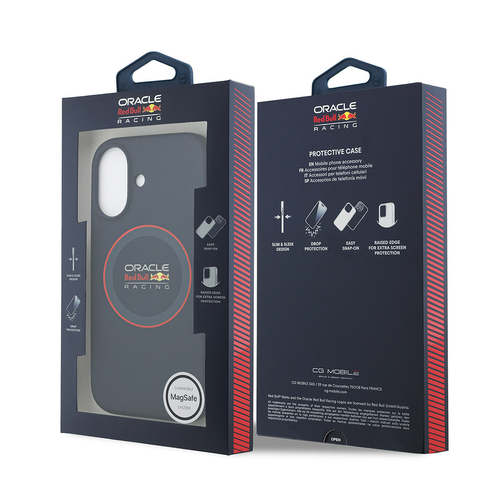 iPhone 17 Kılıf Redbull Orijinal Lisanslı M-safe Şarj Özellikli Kırmızı Halka ve Logo Silikon Kılıf