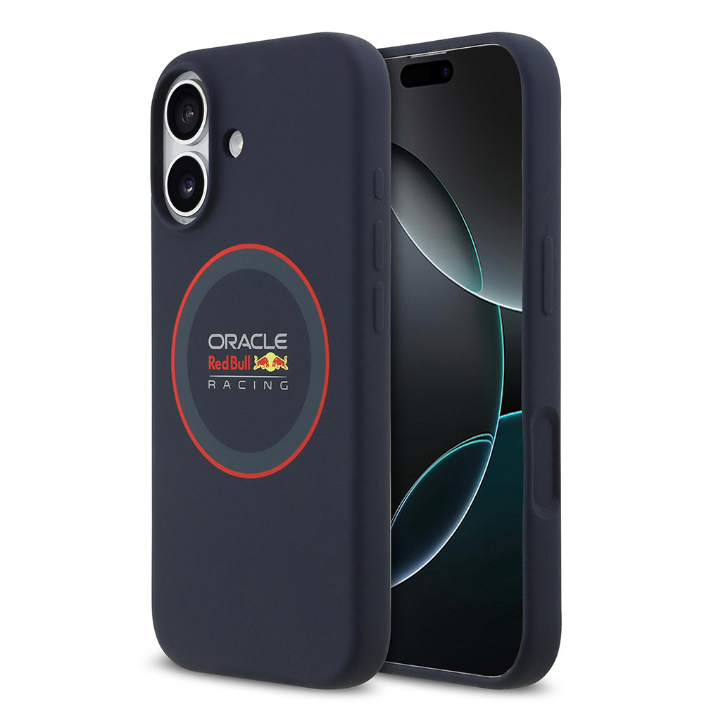 iPhone 17 Kılıf Redbull Orijinal Lisanslı M-safe Şarj Özellikli Kırmızı Halka ve Logo Silikon Kılıf