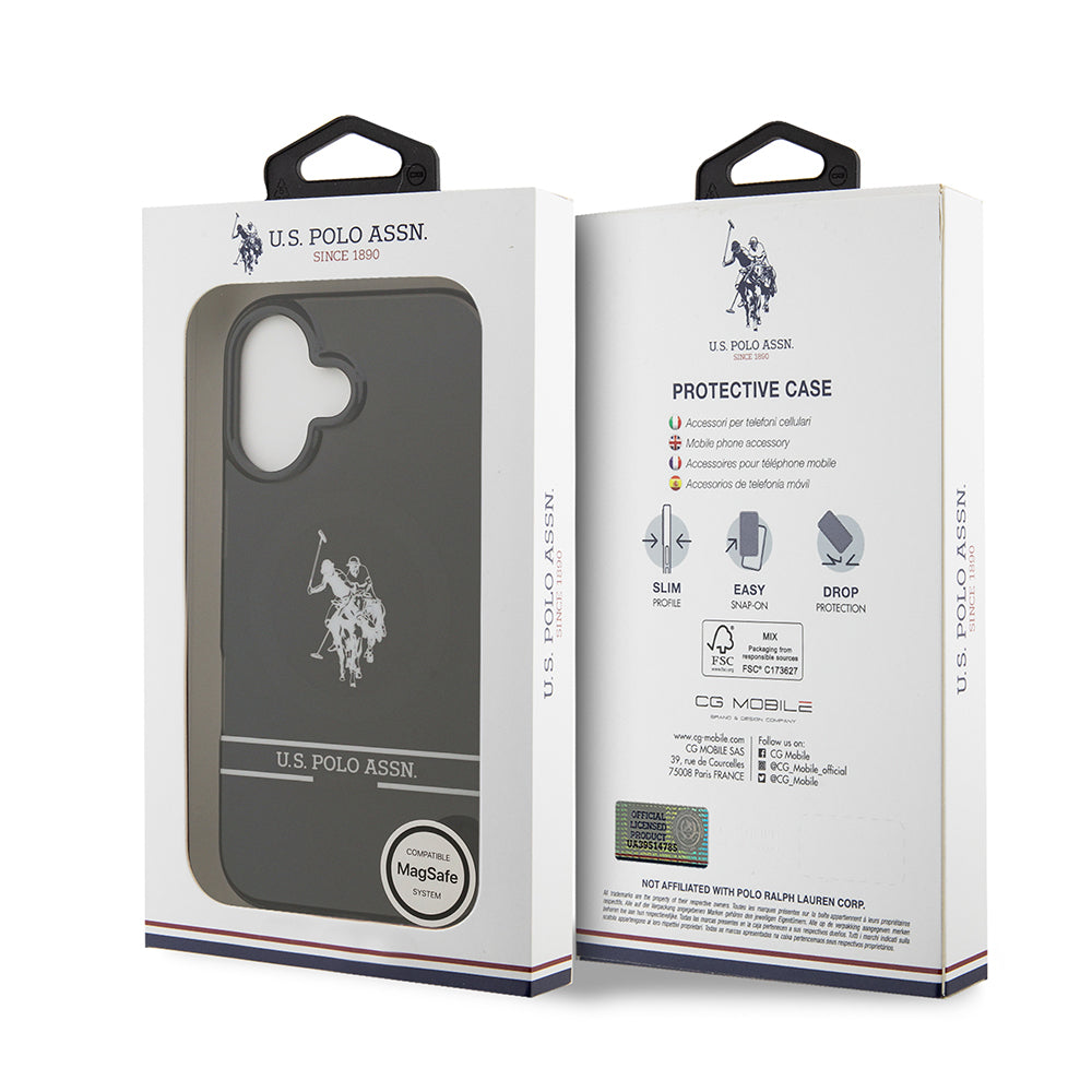 iPhone 17 Kılıf U.S. Polo Assn. Orijinal Lisanslı M-safe Şarj Özellikli IML Double Horse Stripe Logolu Kılıf