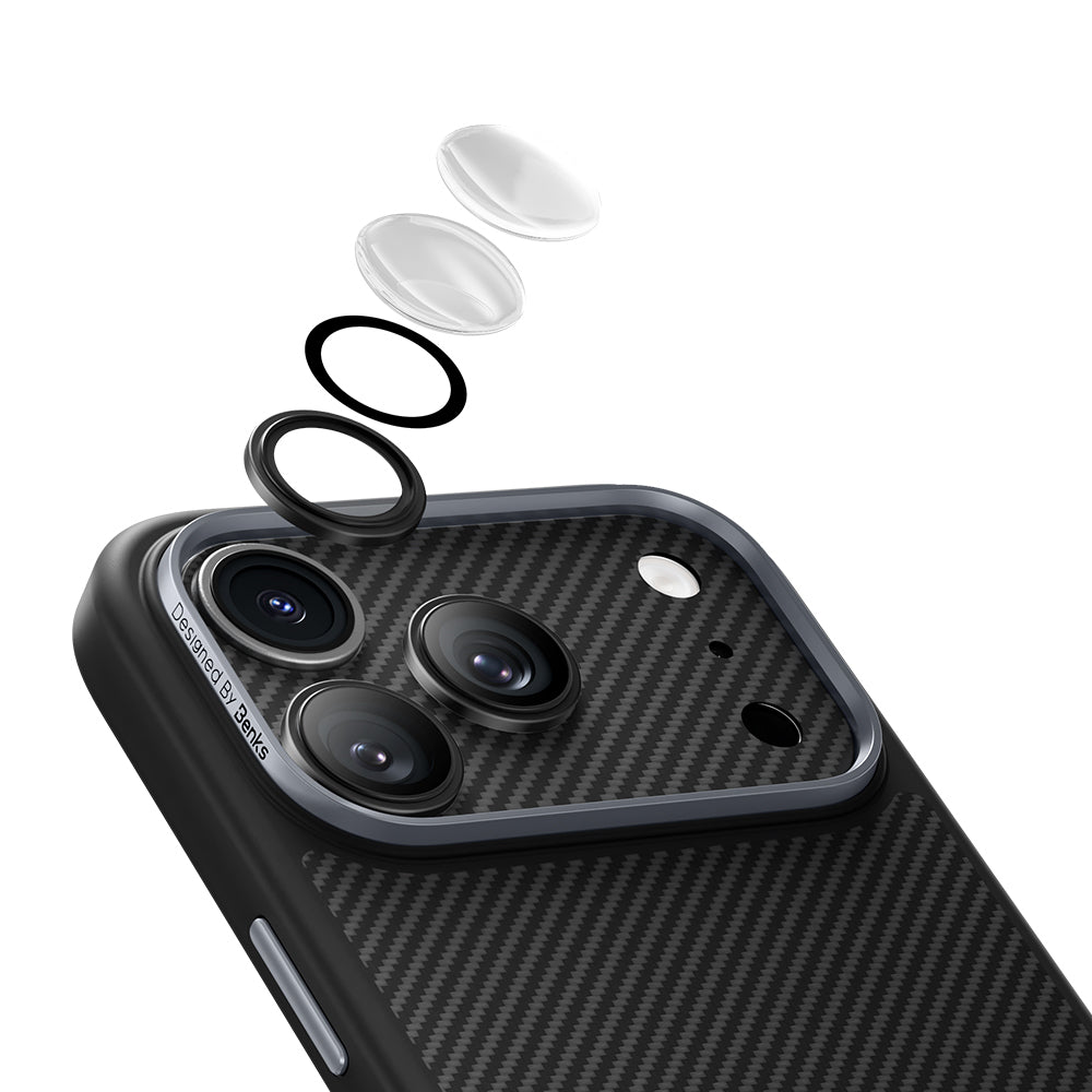 iPhone 17 Pro Benks ArmorWarrior Serisi 600D Kevlar Kamera Lens Koruyucu