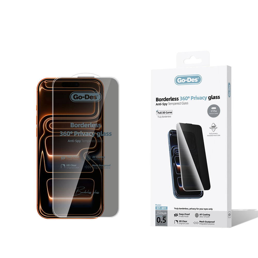 iPhone 17 Pro Go Des Borderless Privacy Temperli Cam Ekran Koruyucu