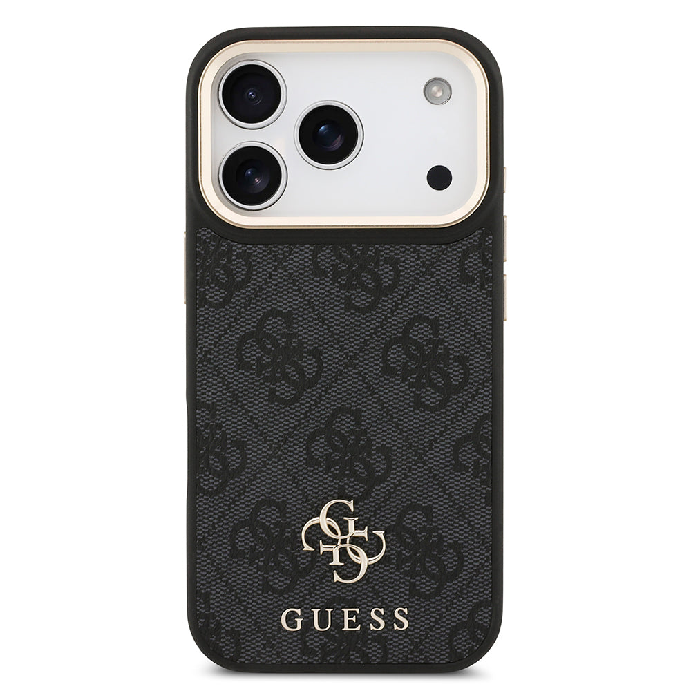 iPhone 17 Pro Guess Orijinal Lisanslı 4G ve Yazı Logolu Kılıf + Ekran Koruyucu + Lens Koruyucu 3in1 Aksesuar Seti