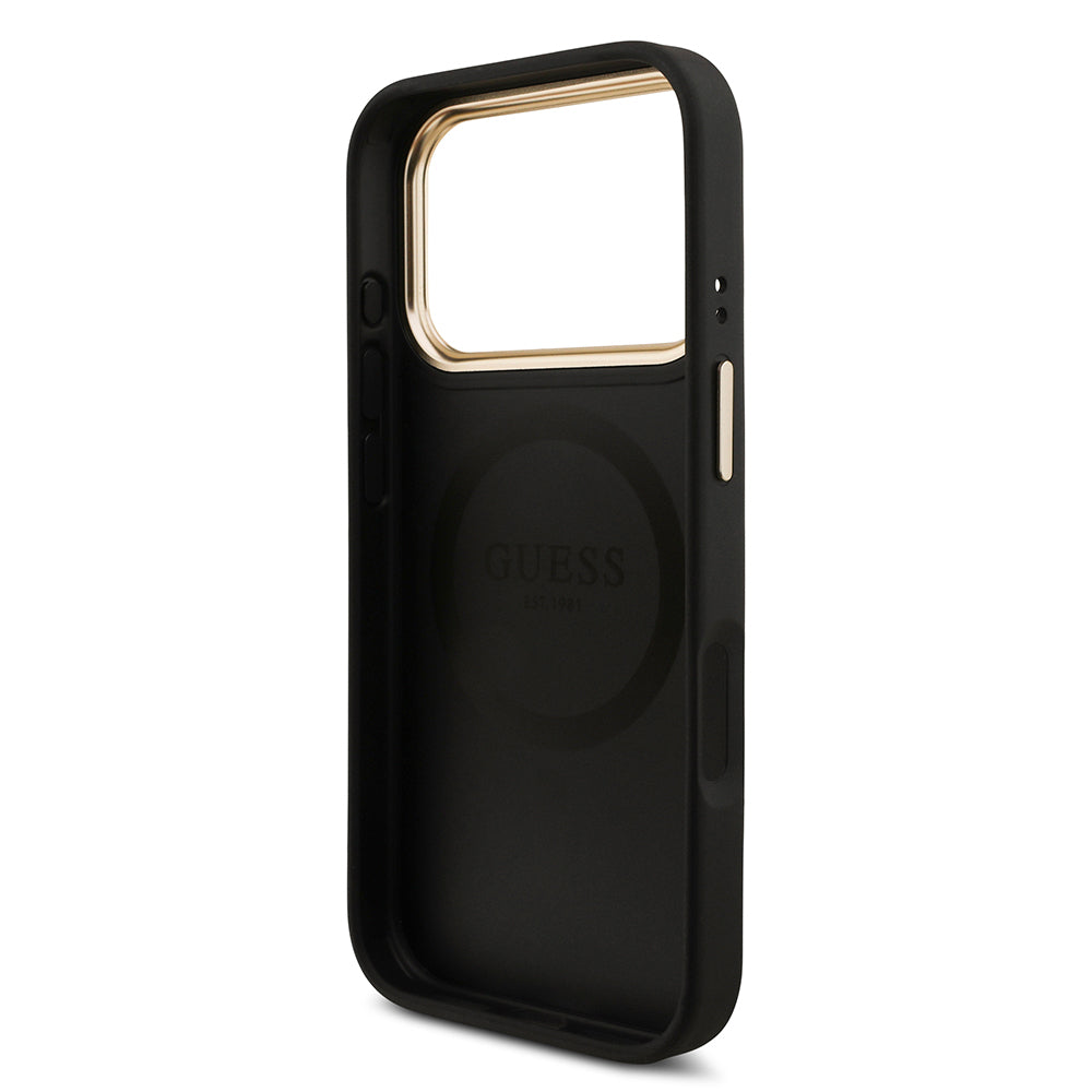 iPhone 17 Pro Guess Orijinal Lisanslı 4G ve Yazı Logolu Kılıf + Ekran Koruyucu + Lens Koruyucu 3in1 Aksesuar Seti