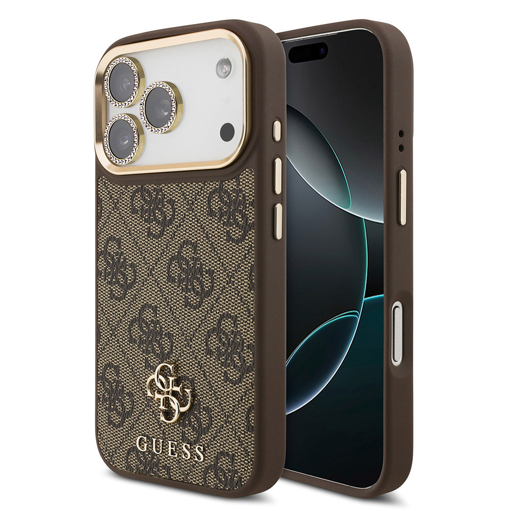 iPhone 17 Pro Guess Orijinal Lisanslı 4G ve Yazı Logolu Kılıf + Ekran Koruyucu + Lens Koruyucu 3in1 Aksesuar Seti