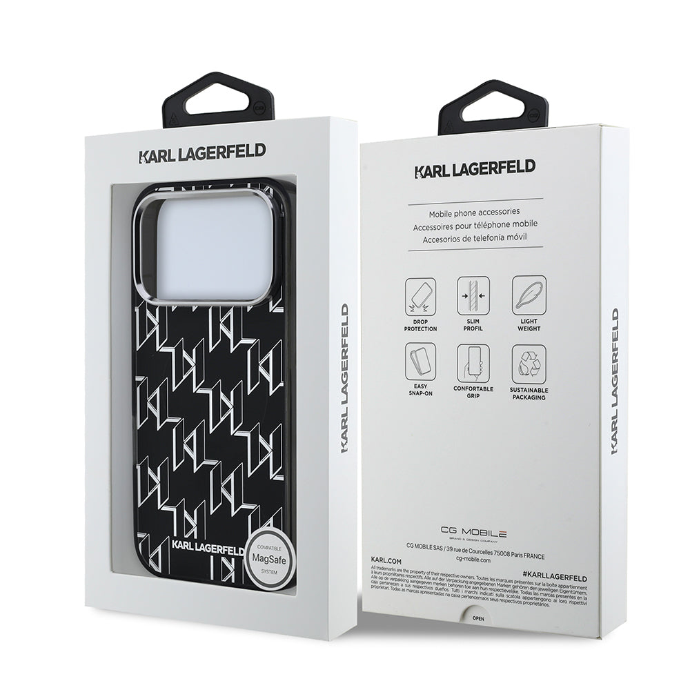 iPhone 17 Pro Kılıf Orijinal Lisanslı M-safe Şarj Özellikli Karl Lagerfeld IML Baskılı Monogram Dizayn Kılıf