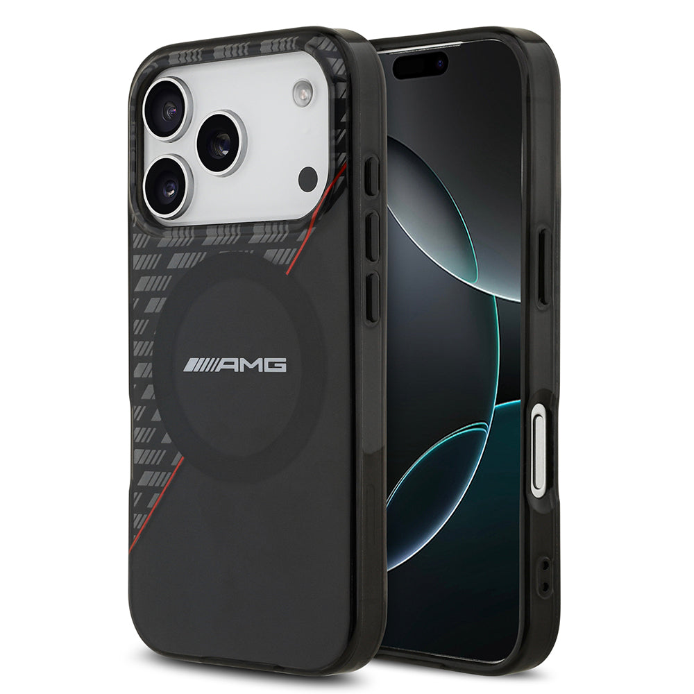 iPhone 17 Pro Kılıf AMG Orijinal Lisanslı M-safe Şarj Özellikli Çift Katmanlı Kırmızı Çapraz Çizgili Kılıf