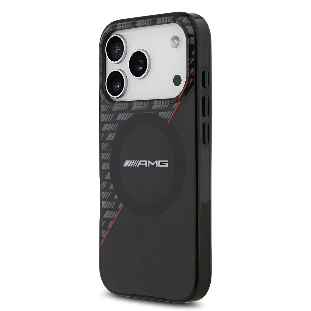 iPhone 17 Pro Kılıf AMG Orijinal Lisanslı M-safe Şarj Özellikli Çift Katmanlı Kırmızı Çapraz Çizgili Kılıf