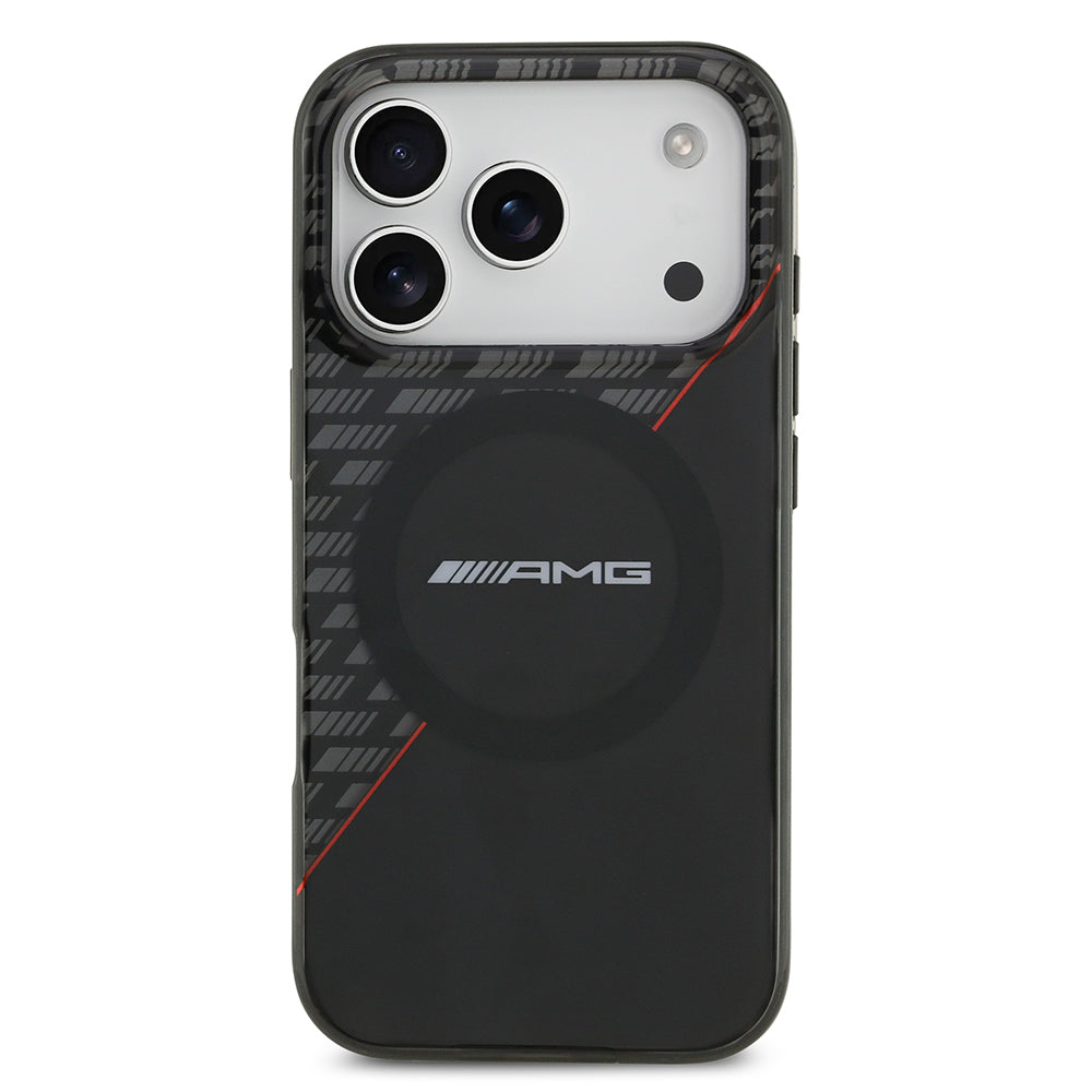 iPhone 17 Pro Kılıf AMG Orijinal Lisanslı M-safe Şarj Özellikli Çift Katmanlı Kırmızı Çapraz Çizgili Kılıf