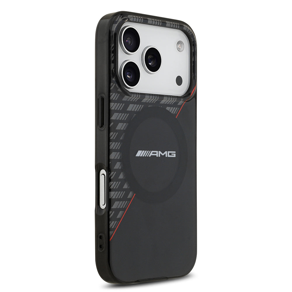 iPhone 17 Pro Kılıf AMG Orijinal Lisanslı M-safe Şarj Özellikli Çift Katmanlı Kırmızı Çapraz Çizgili Kılıf