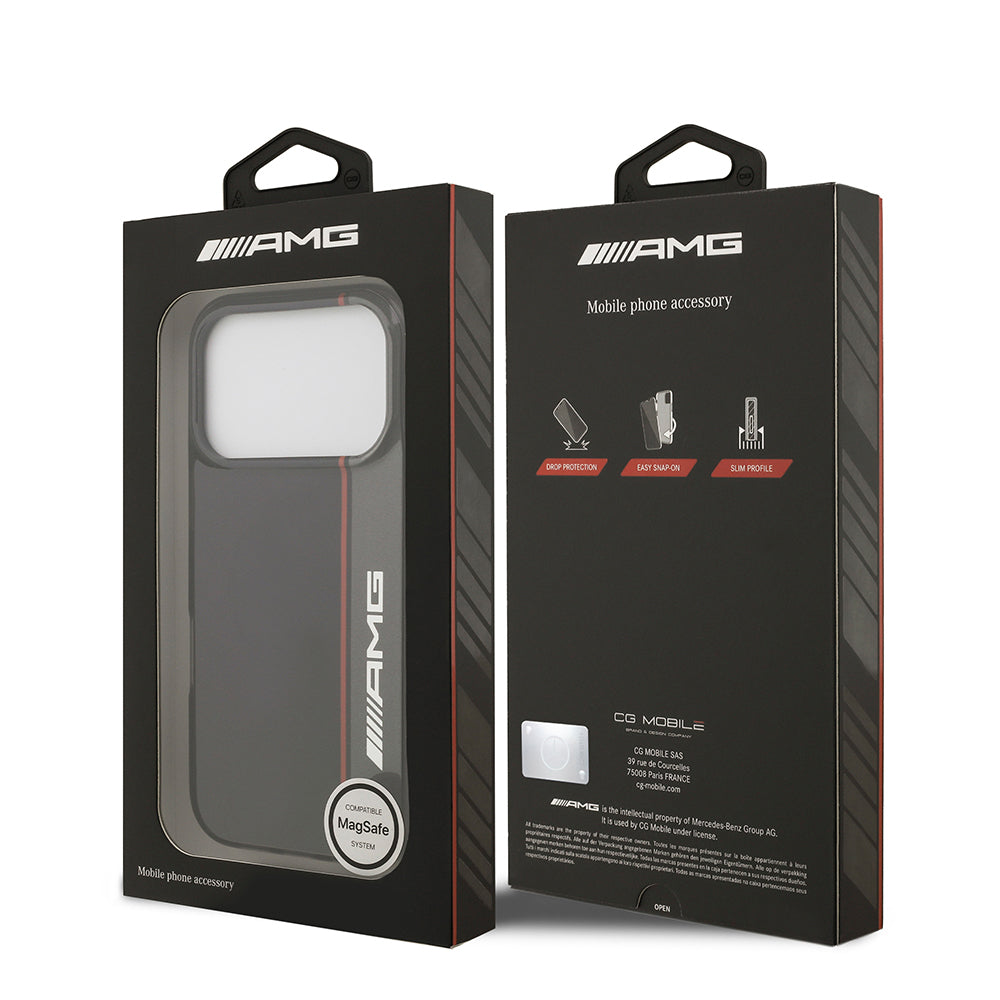 iPhone 17 Pro Kılıf AMG Orijinal Lisanslı M-safe Şarj Özellikli IML Baskı Logolu Çift Katmanlı Bow Lines Kılıf