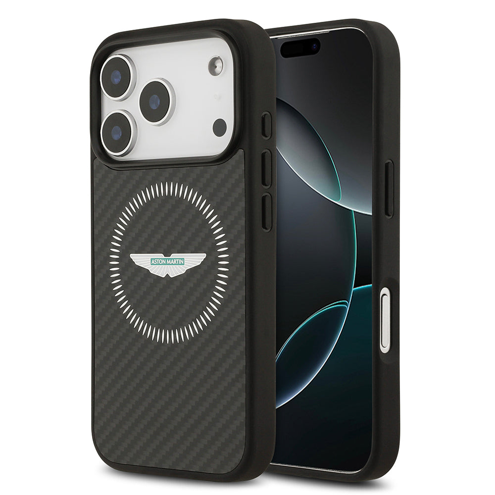 iPhone 17 Pro Kılıf Aston Martin Orijinal Lisanslı M-safe Şarj Özellikli Karbon Fiber Kılıf