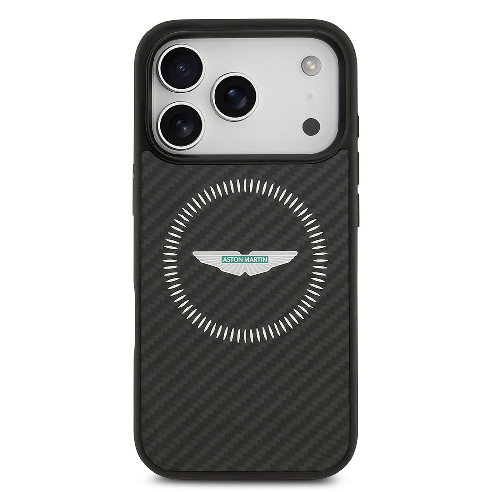 iPhone 17 Pro Kılıf Aston Martin Orijinal Lisanslı M-safe Şarj Özellikli Karbon Fiber Kılıf