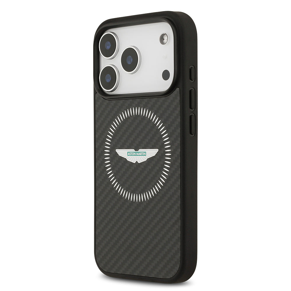 iPhone 17 Pro Kılıf Aston Martin Orijinal Lisanslı M-safe Şarj Özellikli Karbon Fiber Kevlar Kılıf