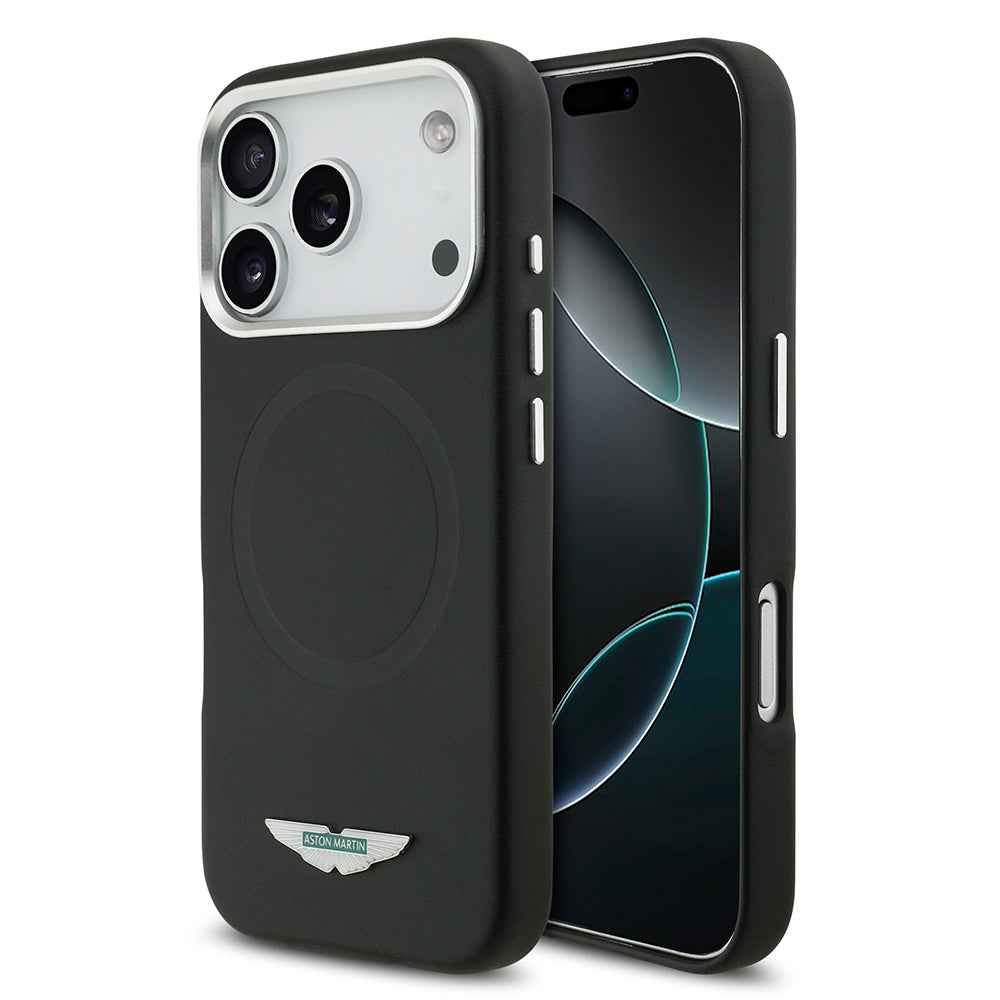 iPhone 17 Pro Kılıf Aston Martin Orijinal Lisanslı M-safe Şarj Özellikli Metal Logolu PU Deri Kılıf