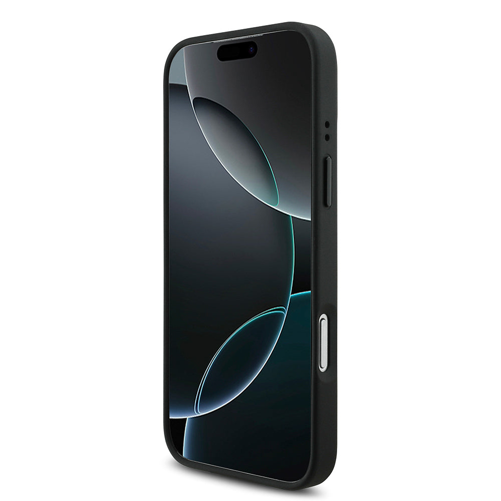 iPhone 17 Pro Kılıf BMW Orijinal Lisanslı M-safe Şarj Özellikli Deri Arka Yüzey Metal Logolu Delikli Şerit Tasarımlı Kılıf