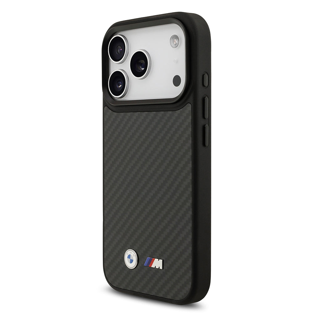 iPhone 17 Pro Kılıf BMW Orijinal Lisanslı M-safe Şarj Özellikli Karbon Fiber Metal Logolu Kılıf