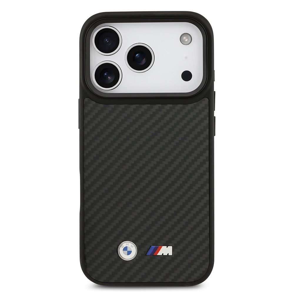 iPhone 17 Pro Kılıf BMW Orijinal Lisanslı M-safe Şarj Özellikli Karbon Fiber Metal Logolu Kılıf