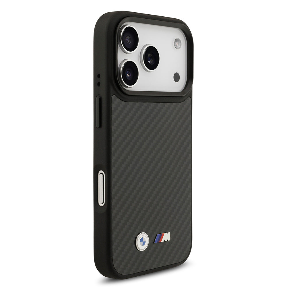 iPhone 17 Pro Kılıf BMW Orijinal Lisanslı M-safe Şarj Özellikli Karbon Fiber Metal Logolu Kılıf