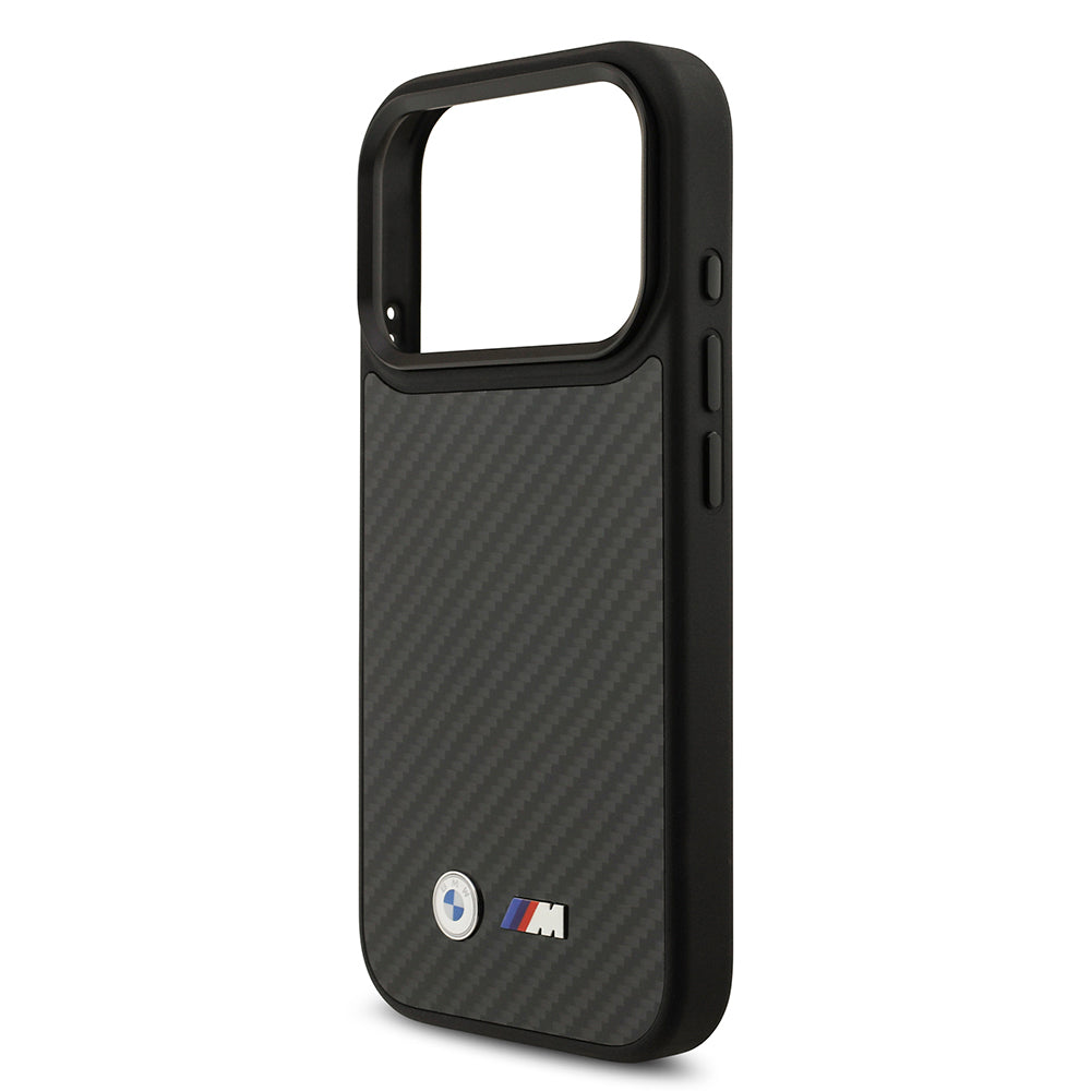 iPhone 17 Pro Kılıf BMW Orijinal Lisanslı M-safe Şarj Özellikli Karbon Fiber Metal Logolu Kılıf