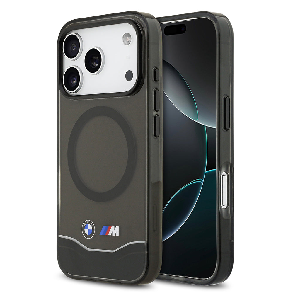 iPhone 17 Pro Kılıf BMW Orijinal Lisanslı M-safe Şarj Özellikli Metal Buton Tasarımlı Tranparan M Dizayn Kılıf