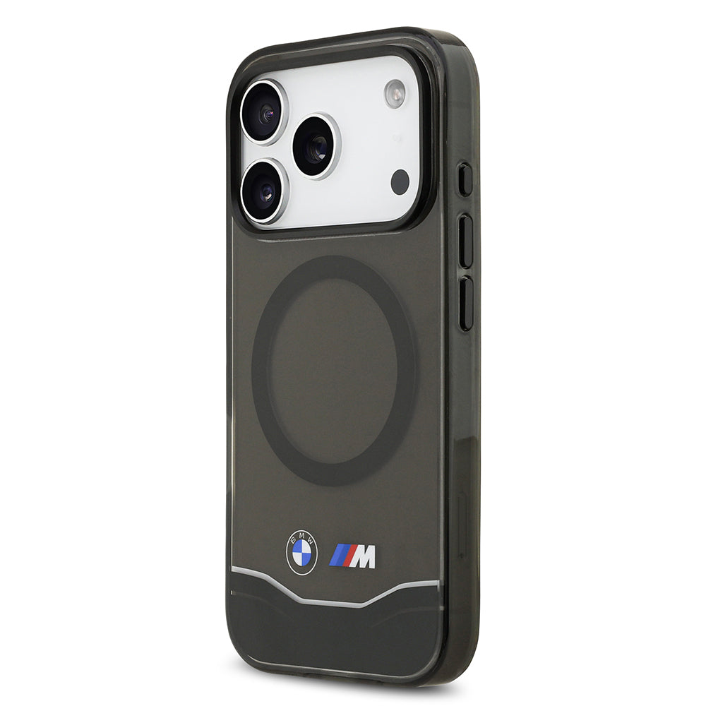 iPhone 17 Pro Kılıf BMW Orijinal Lisanslı M-safe Şarj Özellikli Metal Buton Tasarımlı Tranparan M Dizayn Kılıf
