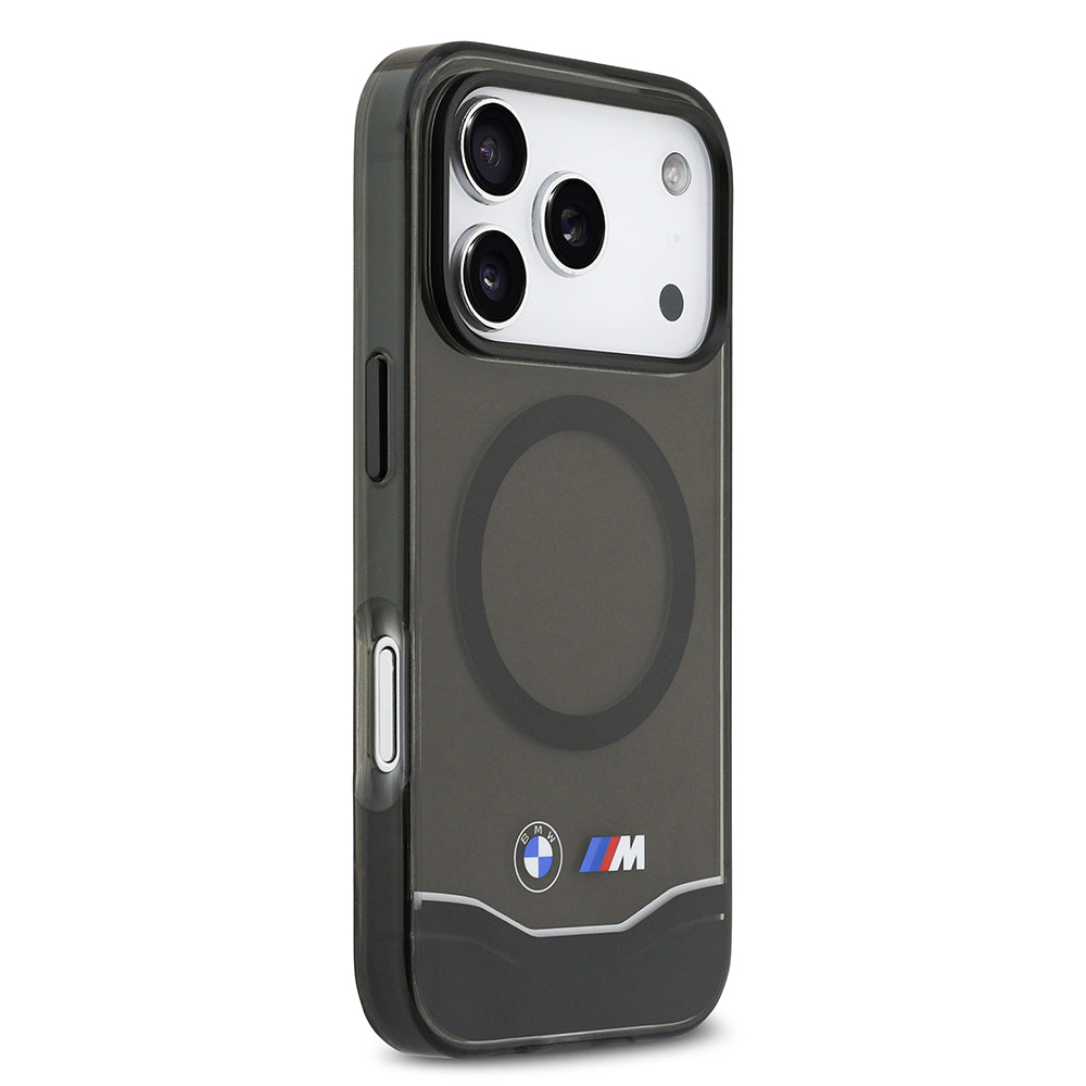 iPhone 17 Pro Kılıf BMW Orijinal Lisanslı M-safe Şarj Özellikli Metal Buton Tasarımlı Tranparan M Dizayn Kılıf