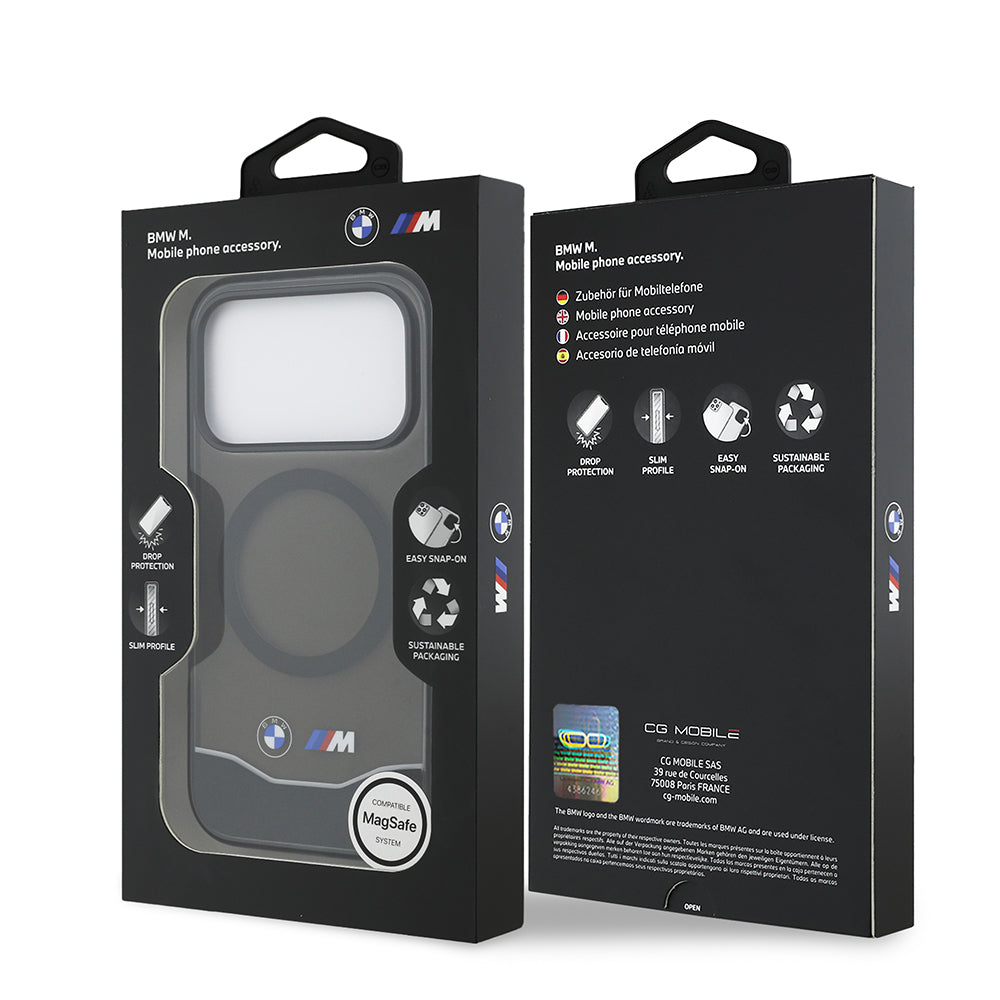 iPhone 17 Pro Kılıf BMW Orijinal Lisanslı M-safe Şarj Özellikli Metal Buton Tasarımlı Tranparan M Dizayn Kılıf