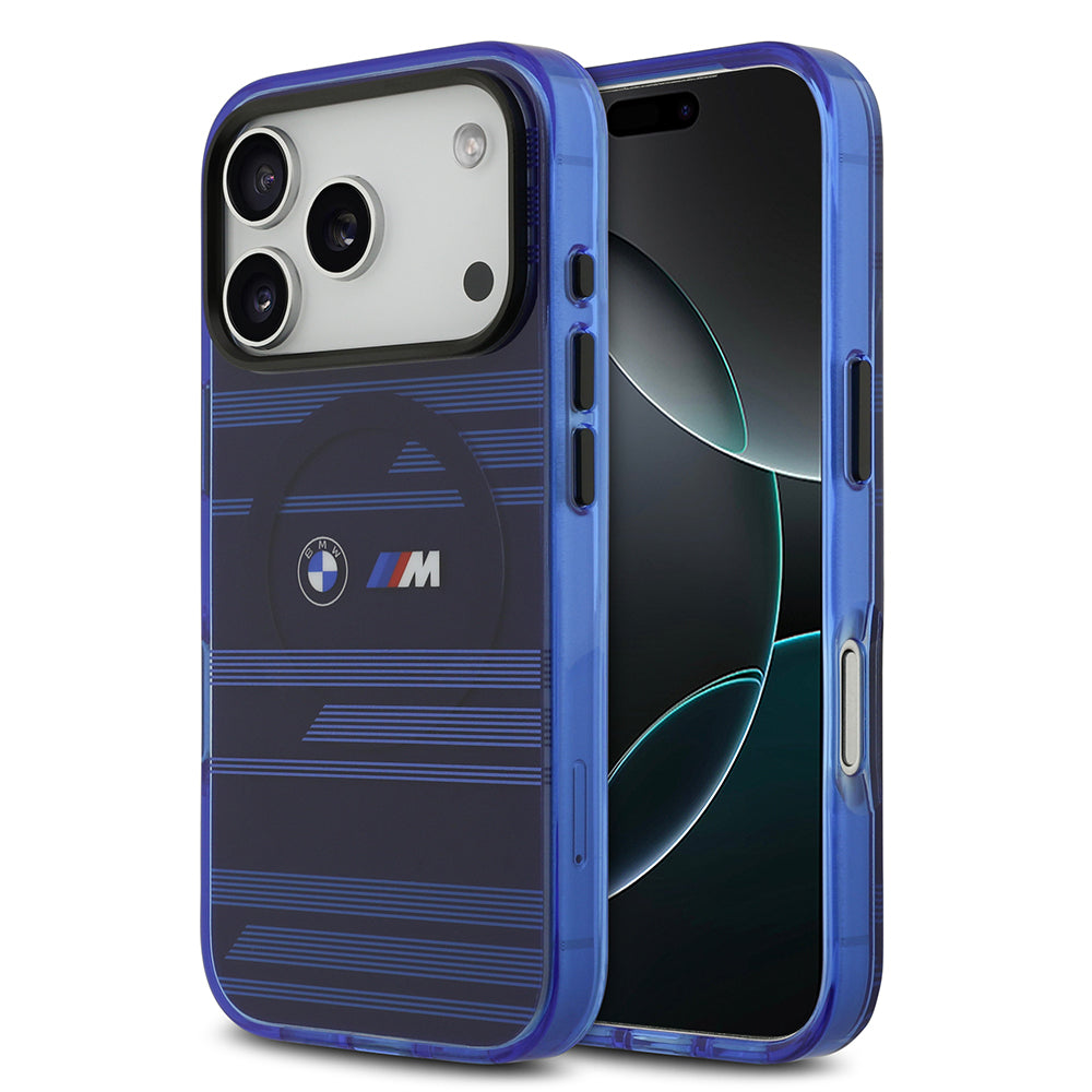 iPhone 17 Pro Kılıf BMW Orijinal Lisanslı M-safe Şarj Özellikli Metal Kamera Butonlu Yatay Şeritli M Dizayn Kılıf