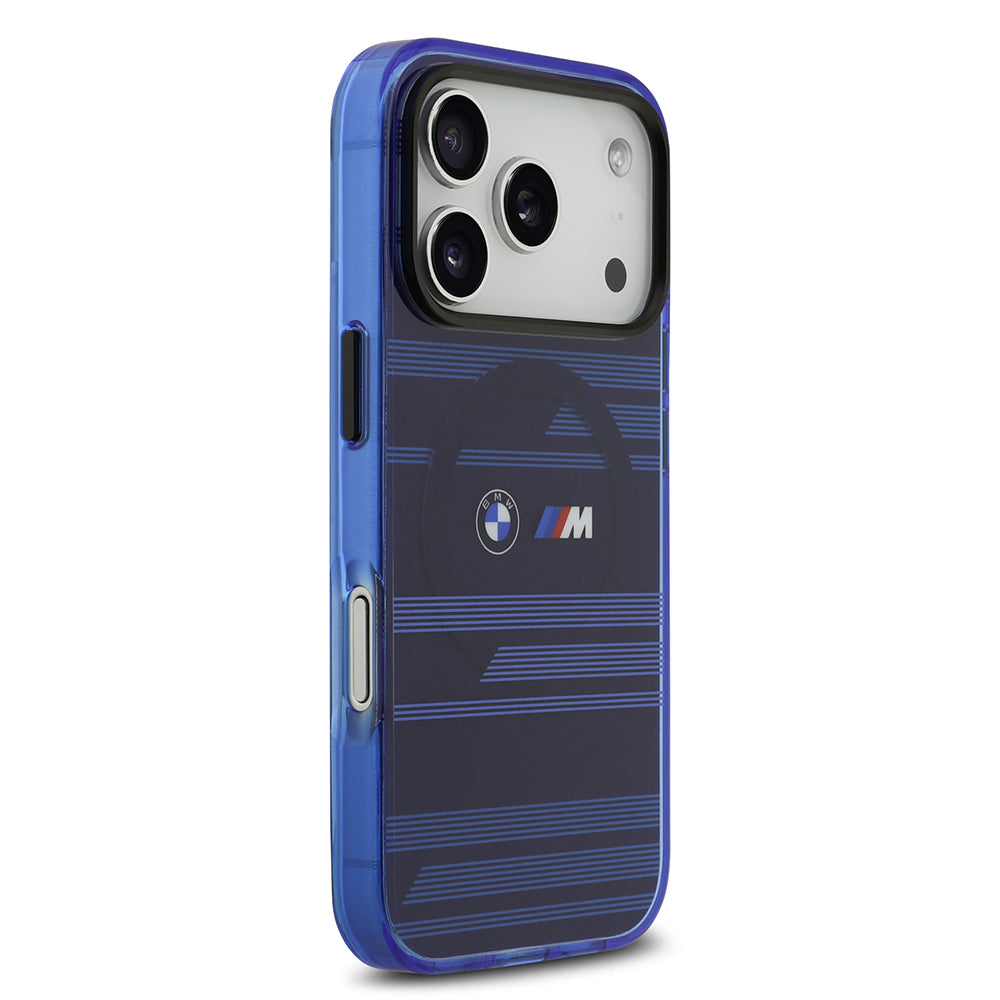 iPhone 17 Pro Kılıf BMW Orijinal Lisanslı M-safe Şarj Özellikli Metal Kamera Butonlu Yatay Şeritli M Dizayn Kılıf
