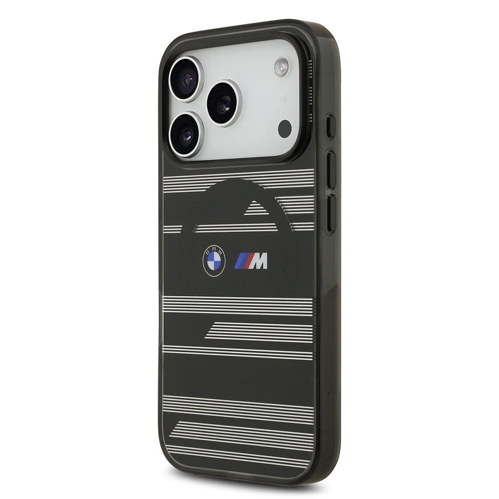 iPhone 17 Pro Kılıf BMW Orijinal Lisanslı M-safe Şarj Özellikli Metal Kamera Butonlu Yatay Şeritli M Dizayn Kılıf