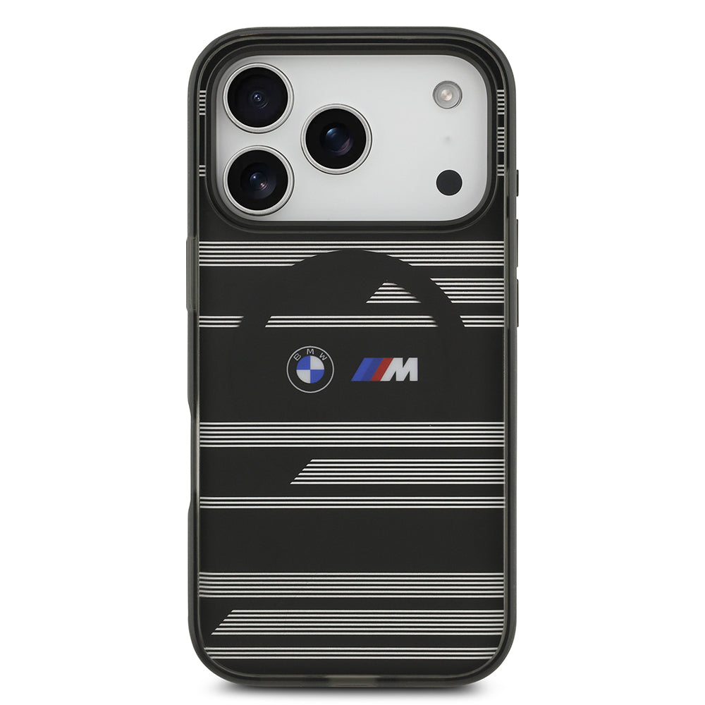 iPhone 17 Pro Kılıf BMW Orijinal Lisanslı M-safe Şarj Özellikli Metal Kamera Butonlu Yatay Şeritli M Dizayn Kılıf