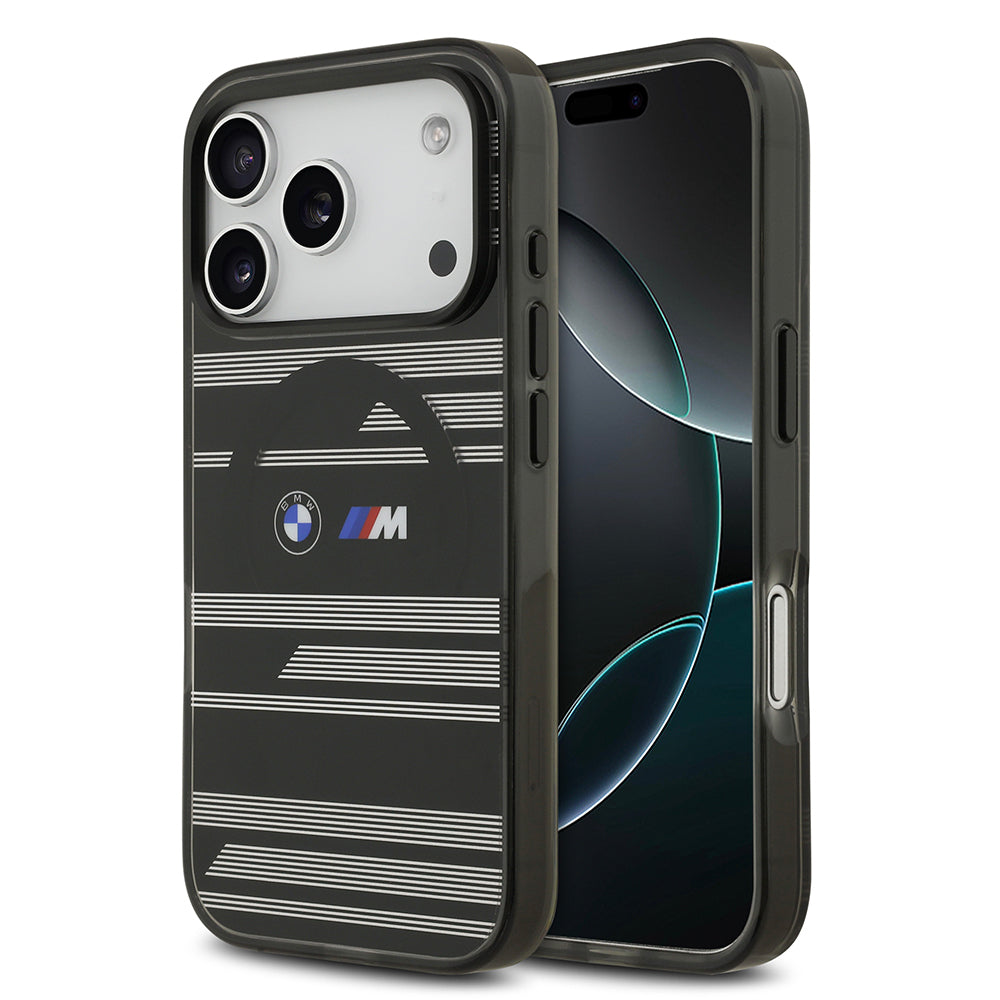 iPhone 17 Pro Kılıf BMW Orijinal Lisanslı M-safe Şarj Özellikli Metal Kamera Butonlu Yatay Şeritli M Dizayn Kılıf