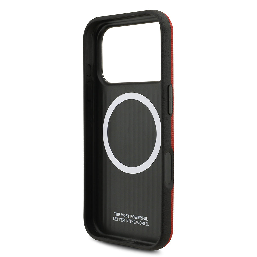 iPhone 17 Pro Kılıf BMW Orijinal Lisanslı M-safe Şarj Özellikli Metal Logolu Delikli M Dizayn Deri Kılıf