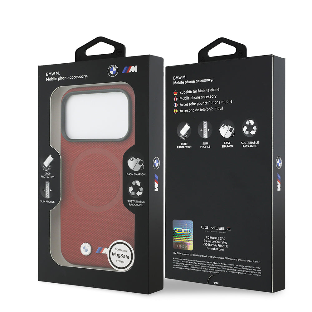 iPhone 17 Pro Kılıf BMW Orijinal Lisanslı M-safe Şarj Özellikli Metal Logolu Delikli M Dizayn Deri Kılıf