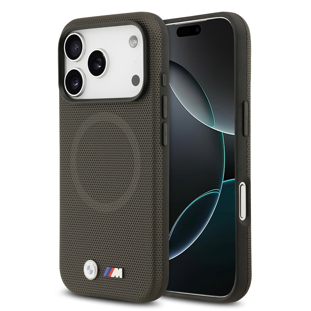 iPhone 17 Pro Kılıf BMW Orijinal Lisanslı M-safe Şarj Özellikli Metal Logolu Delikli M Dizayn Deri Kılıf