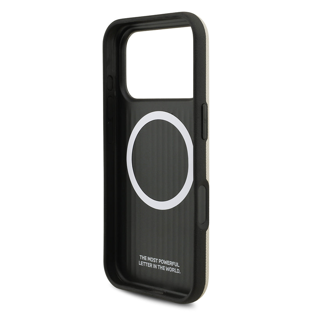 iPhone 17 Pro Kılıf BMW Orijinal Lisanslı M-safe Şarj Özellikli Metal Logolu Delikli M Dizayn Deri Kılıf