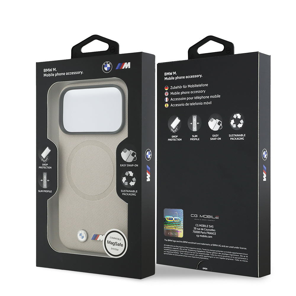 iPhone 17 Pro Kılıf BMW Orijinal Lisanslı M-safe Şarj Özellikli Metal Logolu Delikli M Dizayn Deri Kılıf