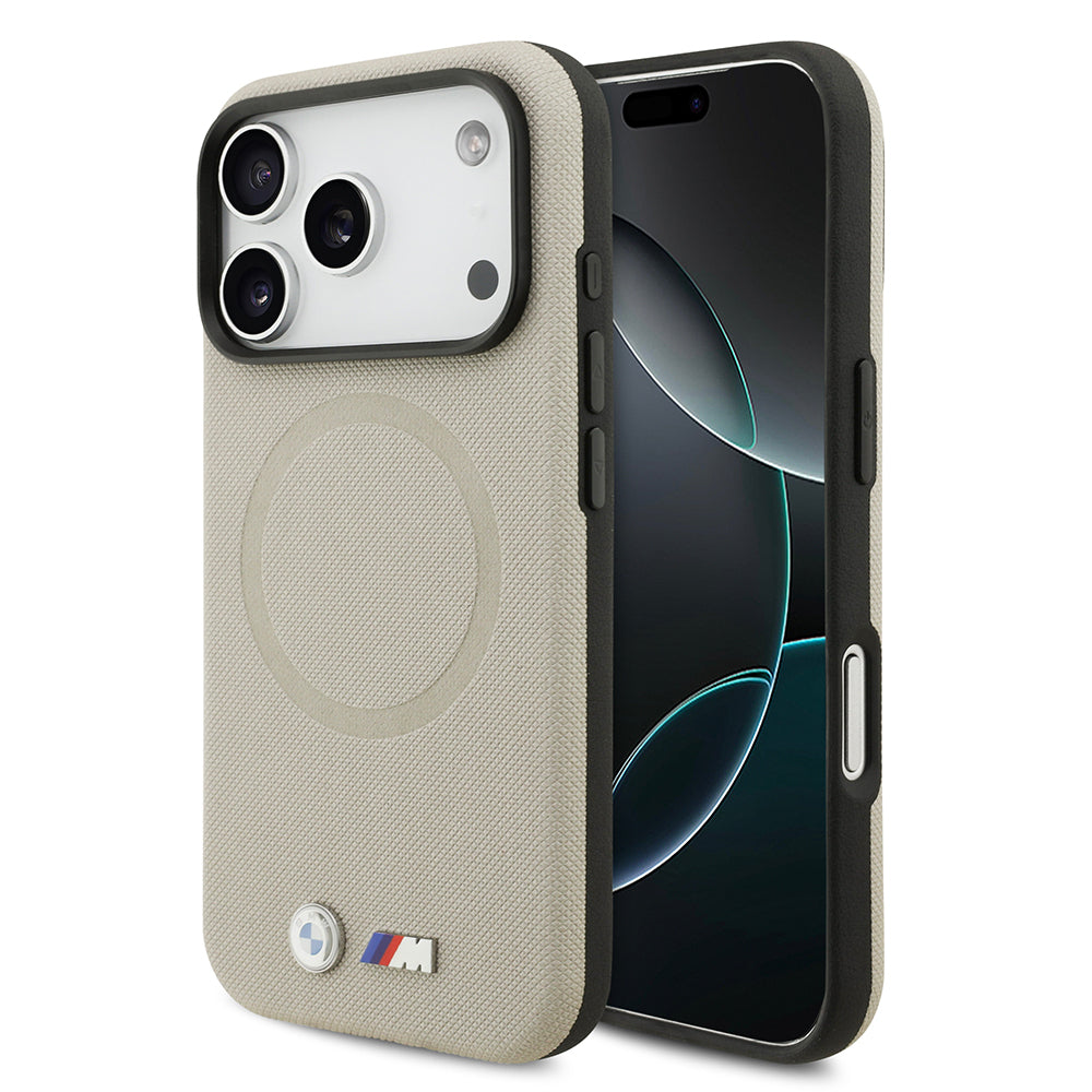 iPhone 17 Pro Kılıf BMW Orijinal Lisanslı M-safe Şarj Özellikli Metal Logolu Delikli M Dizayn Deri Kılıf