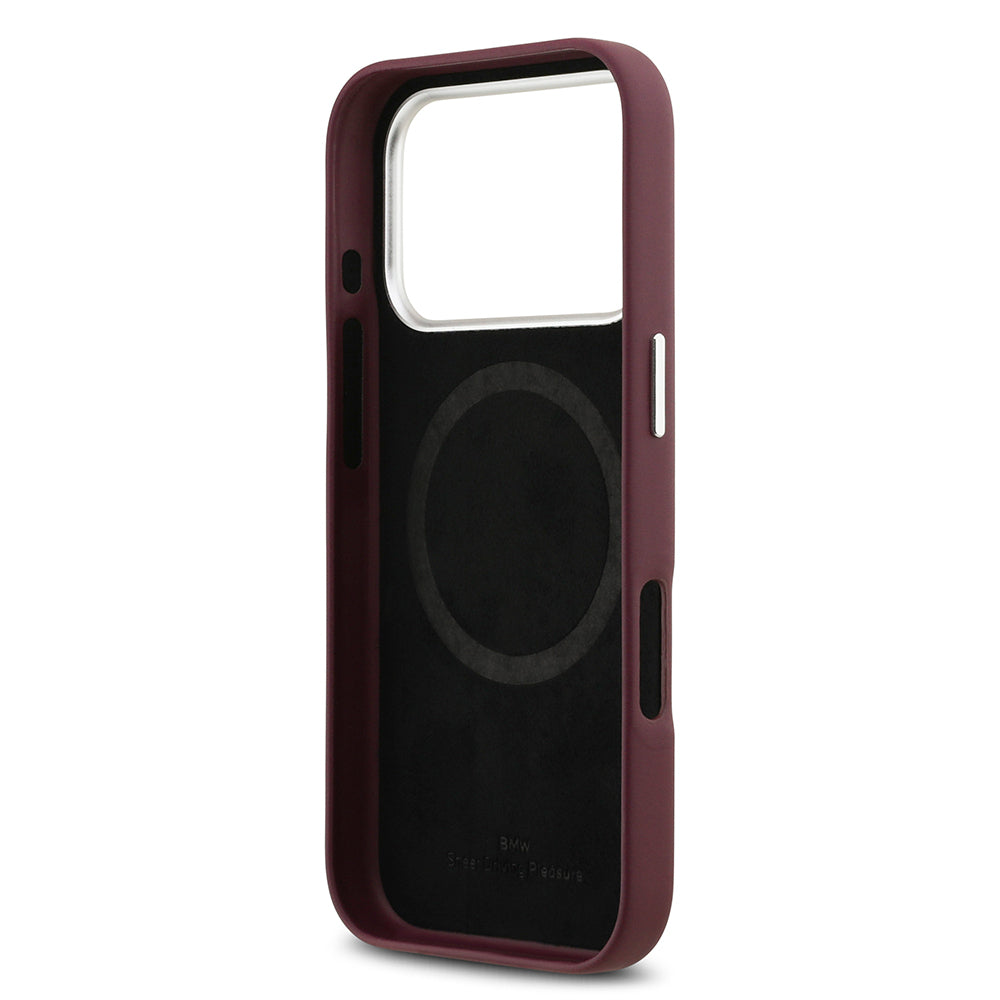 iPhone 17 Pro Kılıf BMW Orijinal Lisanslı M-safe Şarj Özellikli Metal Logolu Tam Kaplama Deri Kılıf