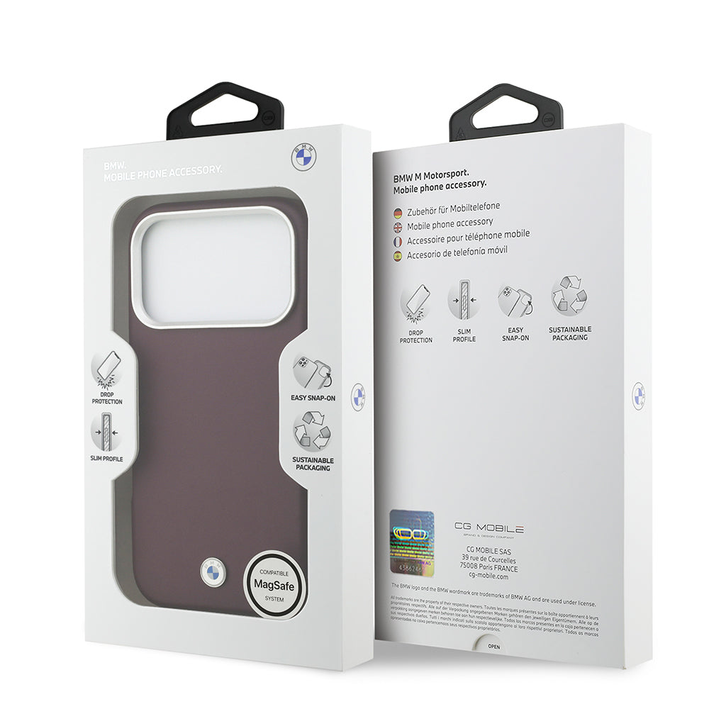 iPhone 17 Pro Kılıf BMW Orijinal Lisanslı M-safe Şarj Özellikli Metal Logolu Tam Kaplama Deri Kılıf