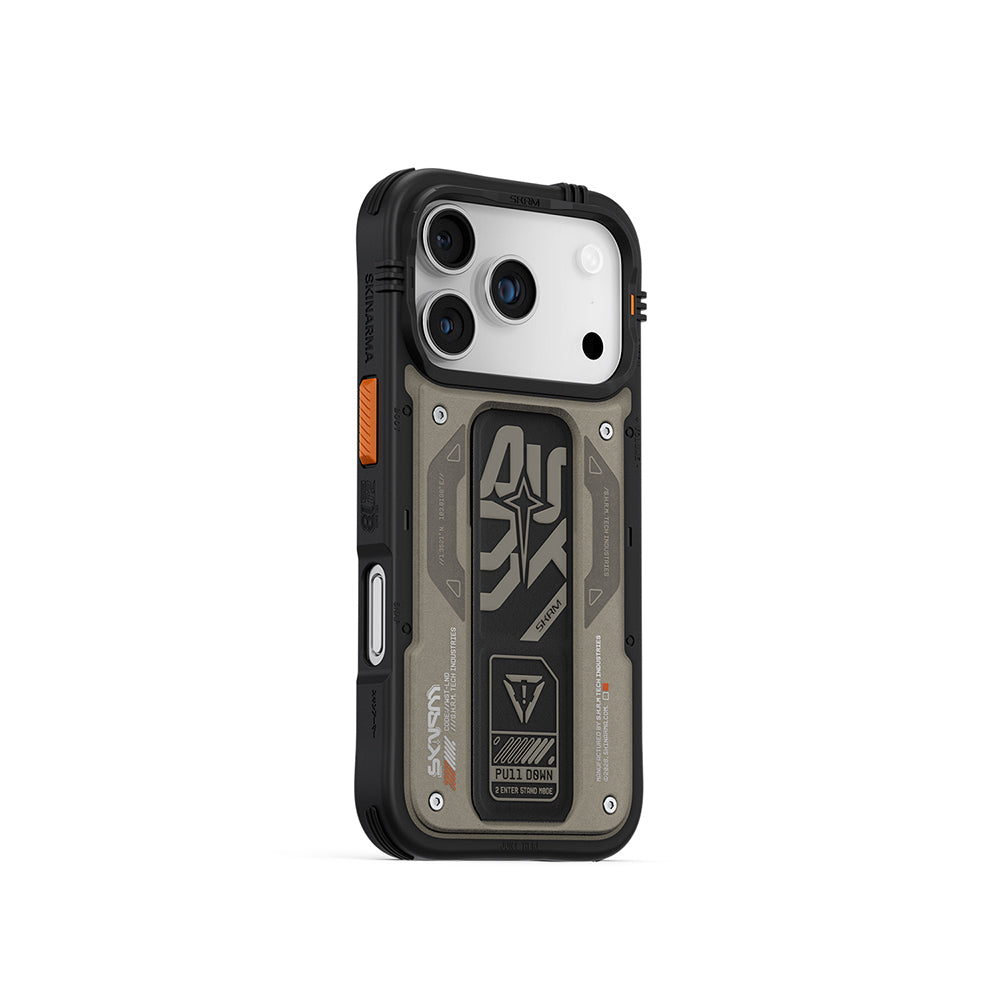 iPhone 17 Pro Kılıf Desenli Airbag Tasarımlı Standlı Skinarma Aegis Kılıf