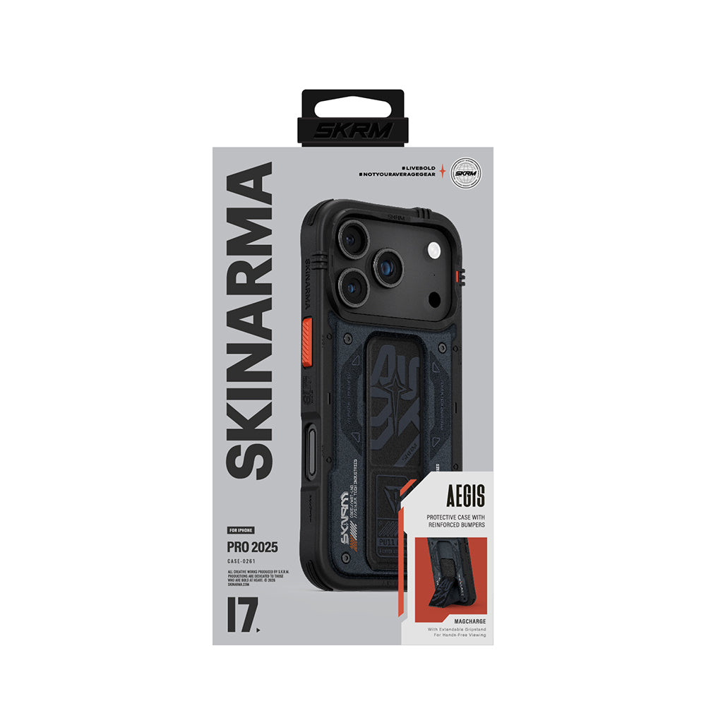 iPhone 17 Pro Kılıf Desenli Airbag Tasarımlı Standlı Skinarma Aegis Kılıf
