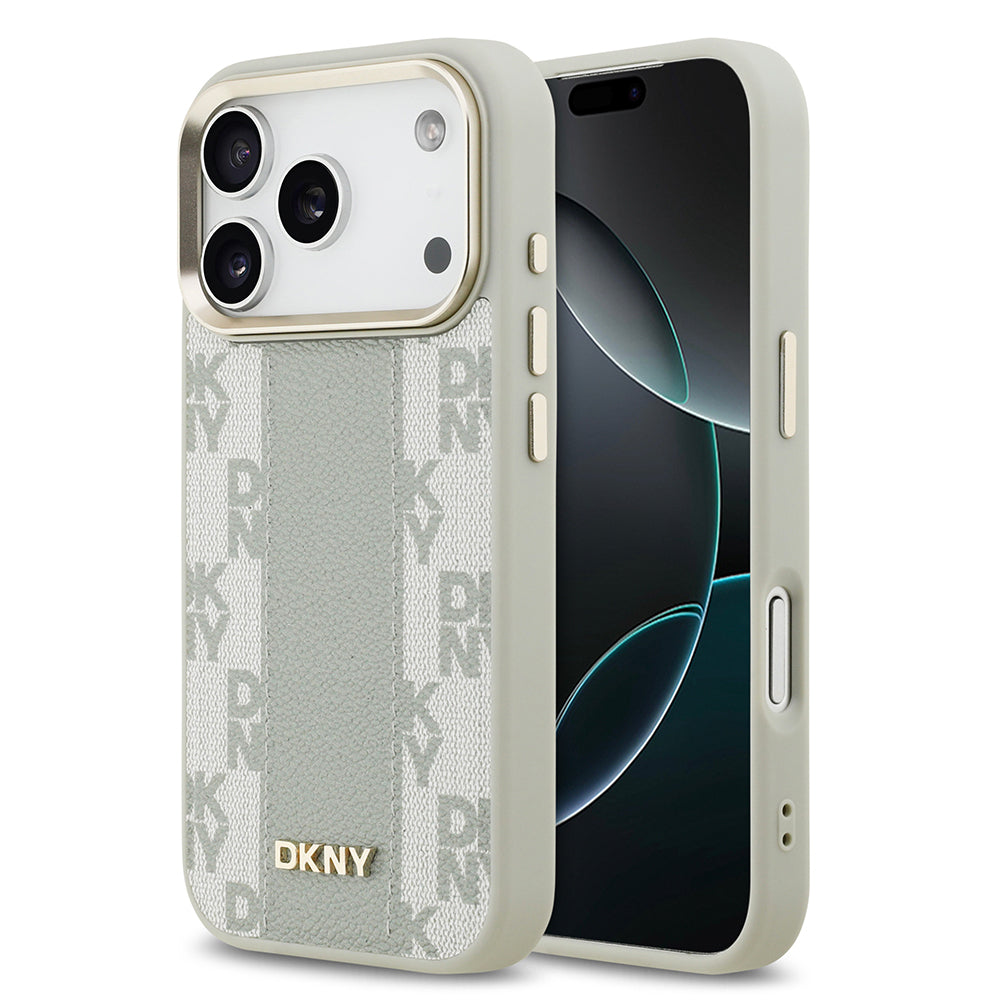 iPhone 17 Pro Kılıf DKNY Orijinal Lisanslı M-safe Şarj Özellikli 3D Yazılı Checkered Pattern Kılıf