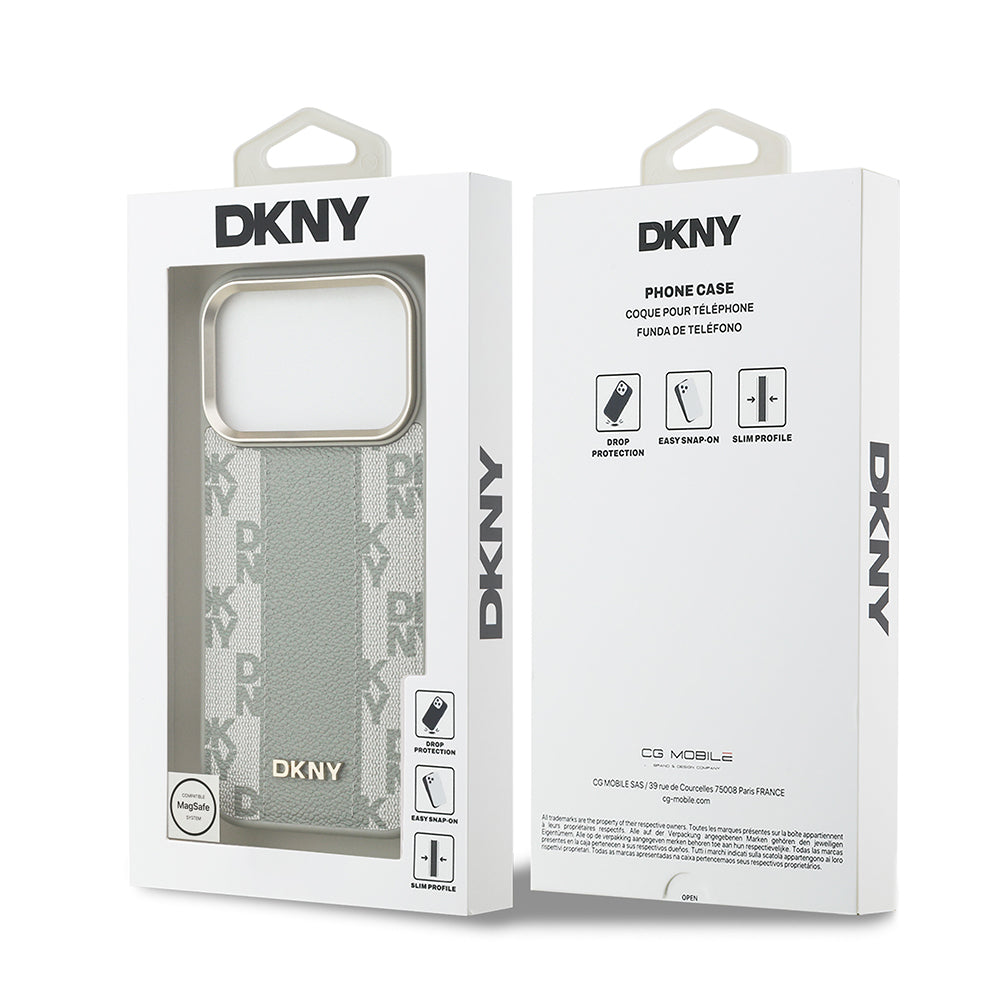 iPhone 17 Pro Kılıf DKNY Orijinal Lisanslı M-safe Şarj Özellikli 3D Yazılı Checkered Pattern Kılıf