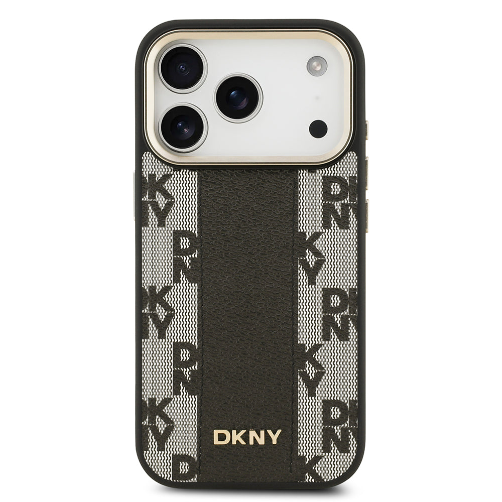 iPhone 17 Pro Kılıf DKNY Orijinal Lisanslı M-safe Şarj Özellikli 3D Yazılı Checkered Pattern Kılıf