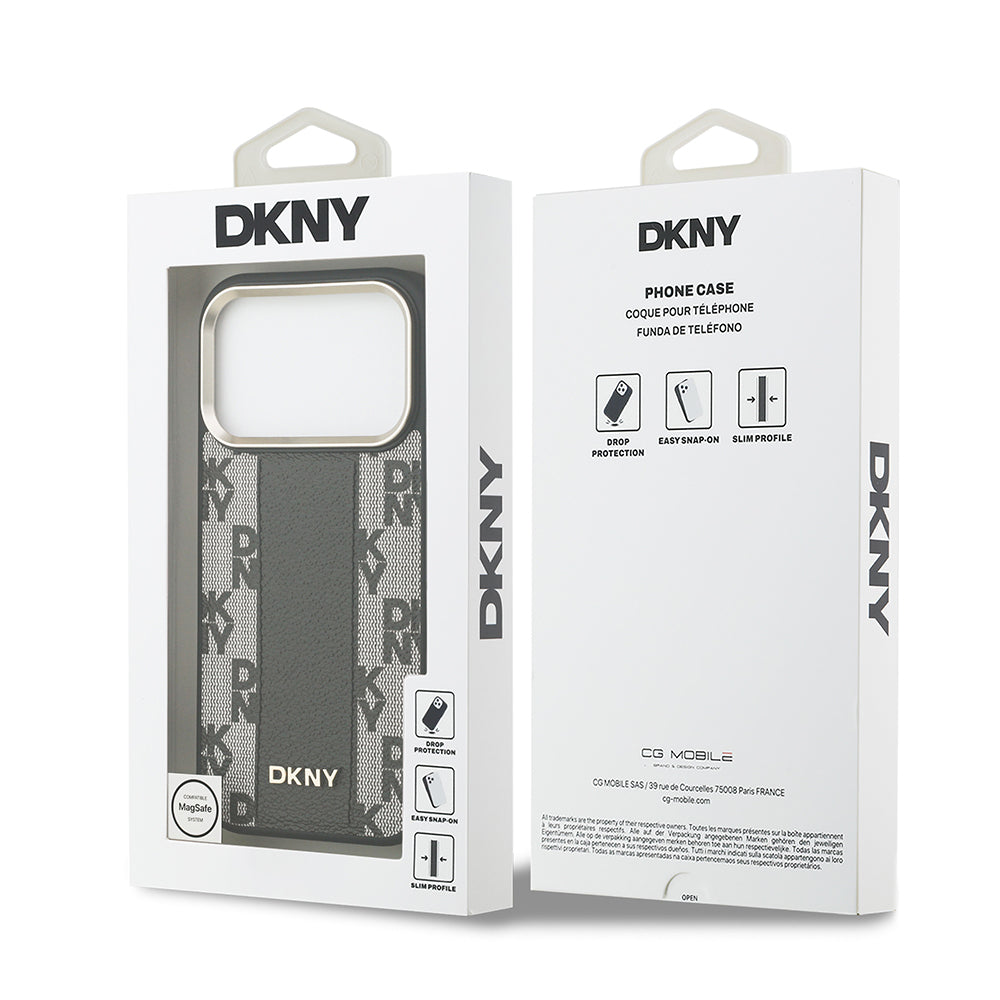 iPhone 17 Pro Kılıf DKNY Orijinal Lisanslı M-safe Şarj Özellikli 3D Yazılı Checkered Pattern Kılıf