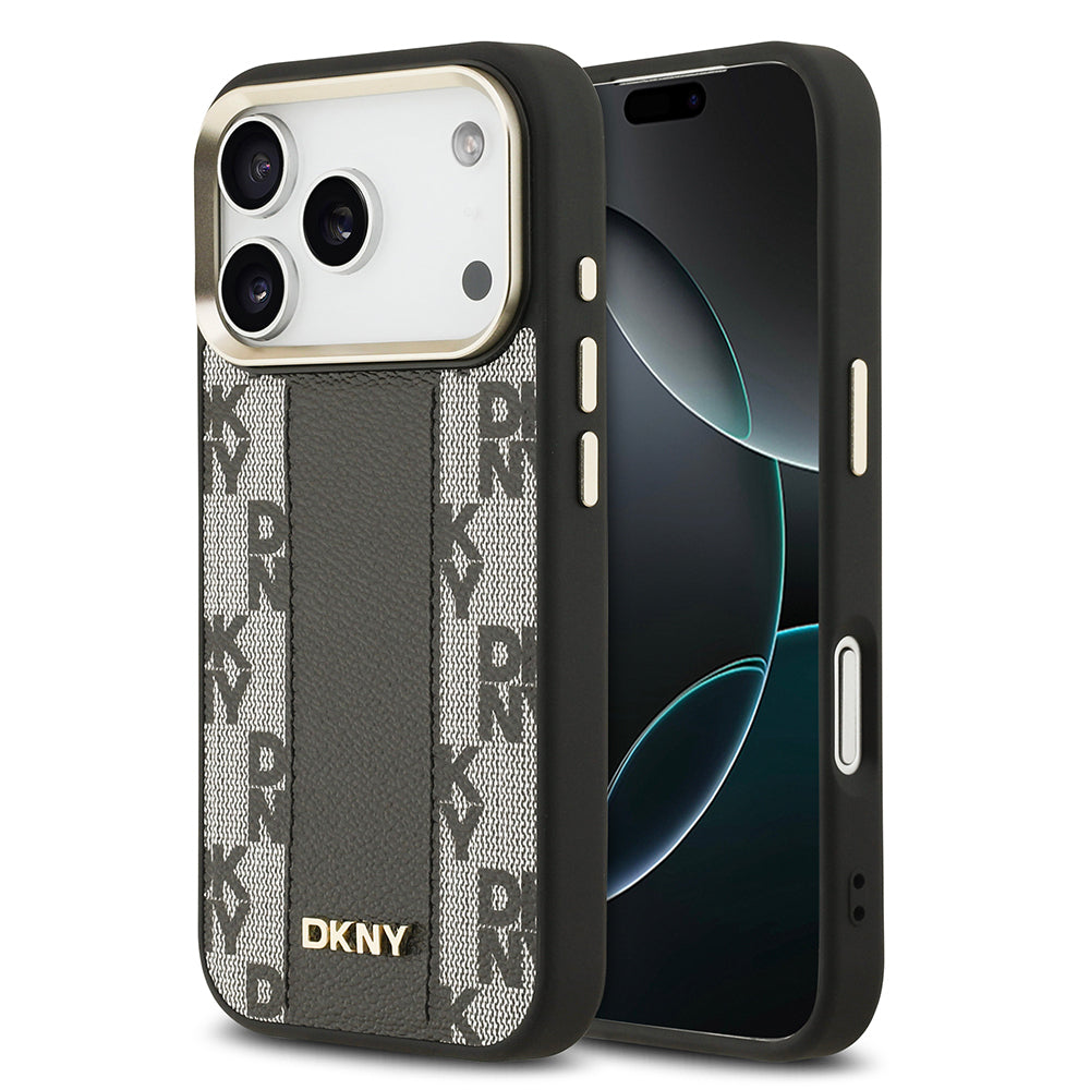 iPhone 17 Pro Kılıf DKNY Orijinal Lisanslı M-safe Şarj Özellikli 3D Yazılı Checkered Pattern Kılıf