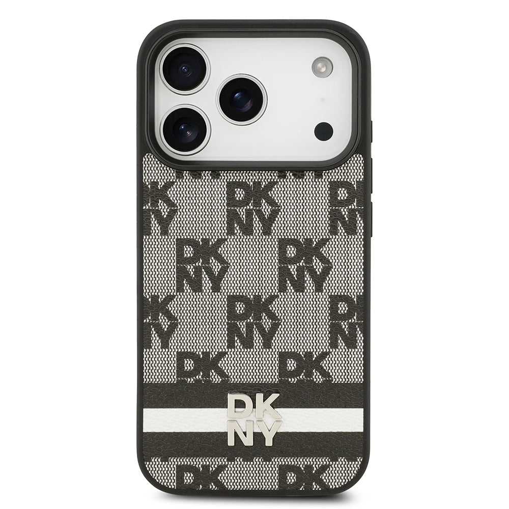 iPhone 17 Pro Kılıf DKNY Orijinal Lisanslı M-safe Şarj Özellikli 3D Yazılı Metal Logolu Kılıf