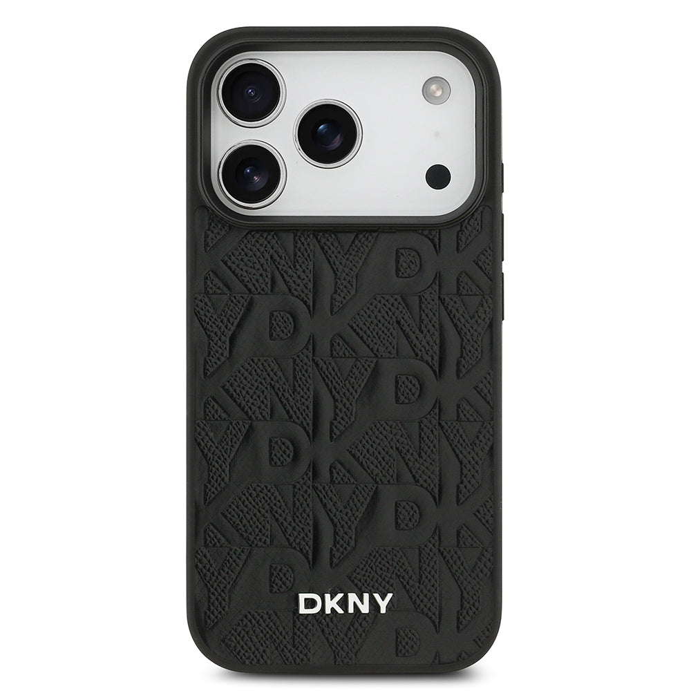 iPhone 17 Pro Kılıf DKNY Orjinal Lisanslı M-safe Şarj Özellikli 3D Yazılı Grid Pattern Kılıf